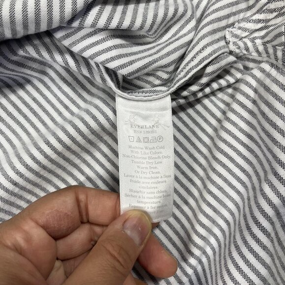 Everlane Shirt Mens Medium Gray Stripe Button Up Organic Cotton Long Sleeve - Picture 5 of 12